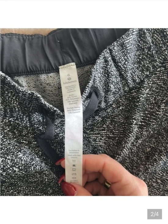 Lululemon Black & White Speckled Drawstring Pants EUC SZ 6 - Picture 3 of 3